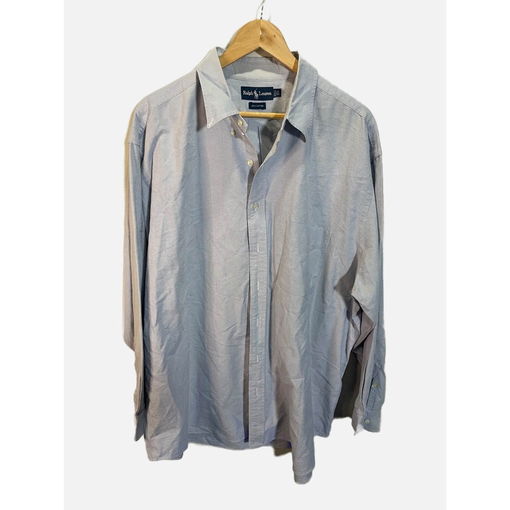 Ralph Lauren Button Down Shirt Mens 2X Big Blue Oxford Cotton Pony Logo Classic